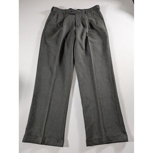 Savane Men 36/32 Microfiber Performance Dress Pants Heather Grey Pleated Office